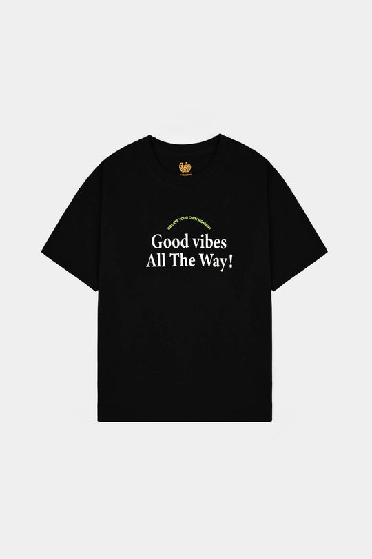 Boys Cotton Jersey T-Shirt Good Vibes - BLACK