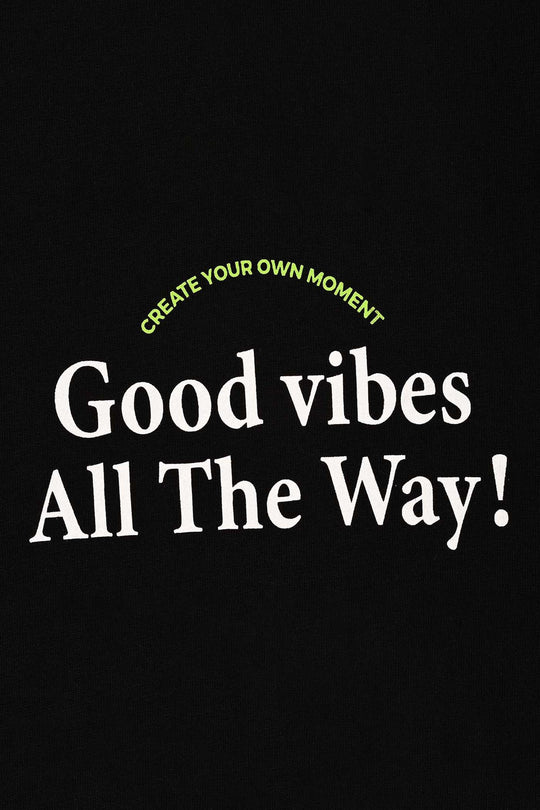 Boys Cotton Jersey T-Shirt Good Vibes - BLACK