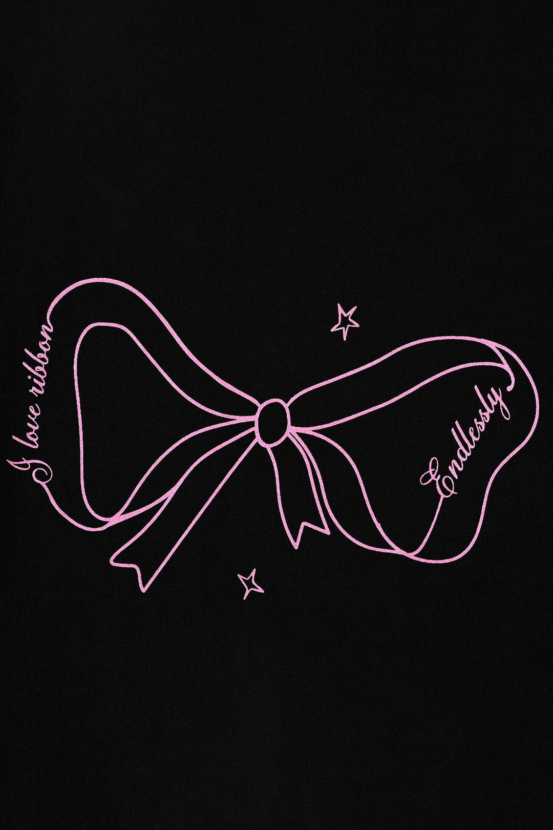 Girls Cotton Jersey T-Shirt I love Ribbons - Black