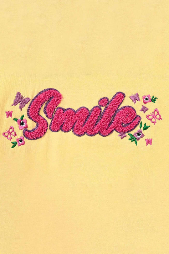 Girls Cotton Jersey T-Shirt Smile - Golden Haze