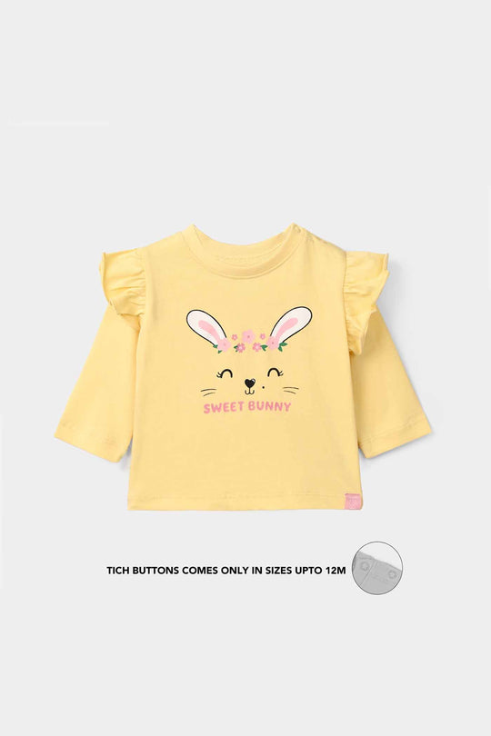 Infant Girls Cotton Jersey T-Shirt Sweet Bunny - Golden Haze