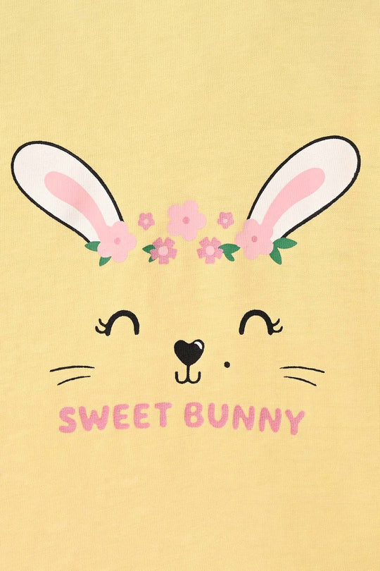Infant Girls Cotton Jersey T-Shirt Sweet Bunny - Golden Haze