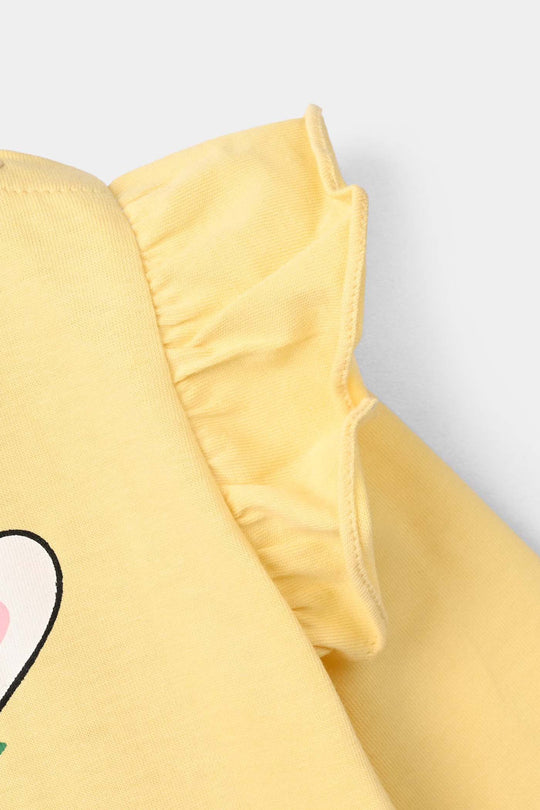 Infant Girls Cotton Jersey T-Shirt Sweet Bunny - Golden Haze