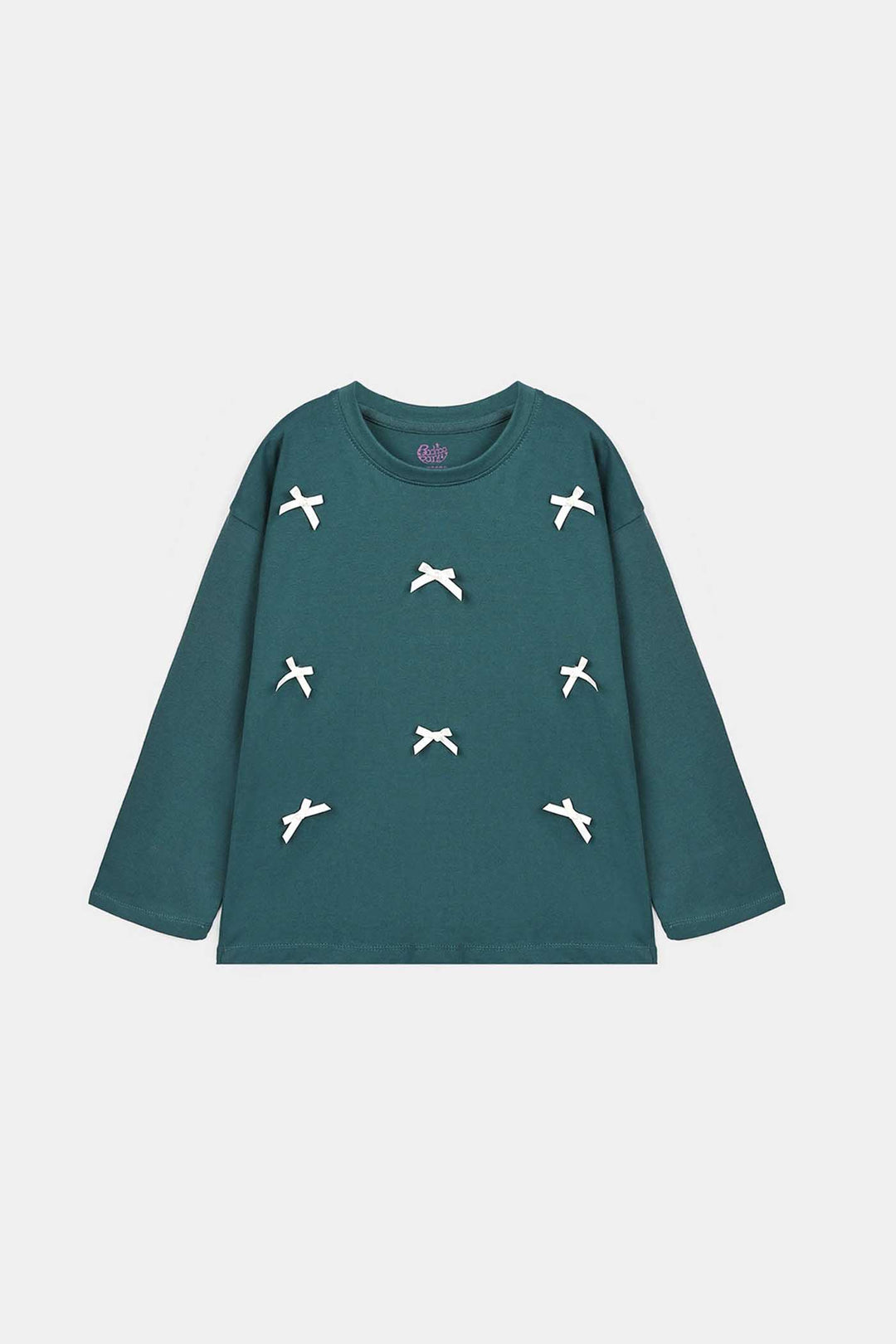 Girls Cotton Jersey T-Shirt Pearls With Bow
