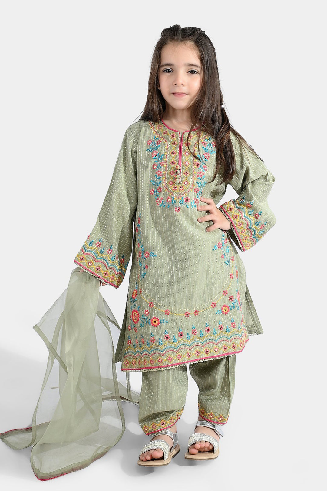 Girls Dobby 3Pcs Zauq E Hassan-PISTA