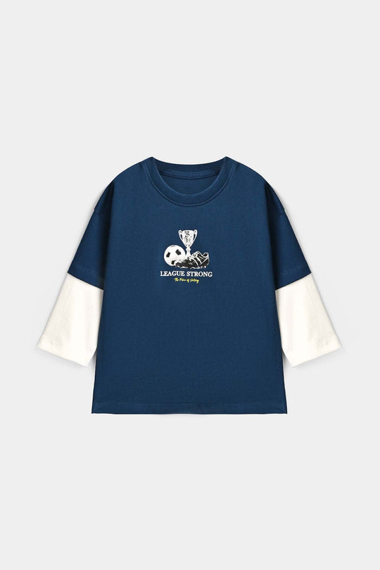 Boys Cotton Jersey T-Shirt League Strong- Sailor Blue