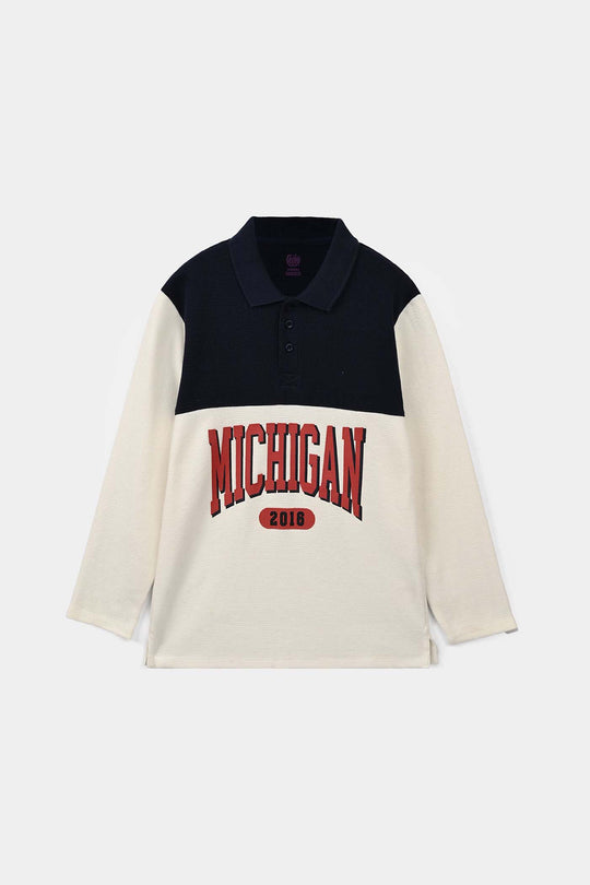 Boys Thermal Polo Michigan - Black & White