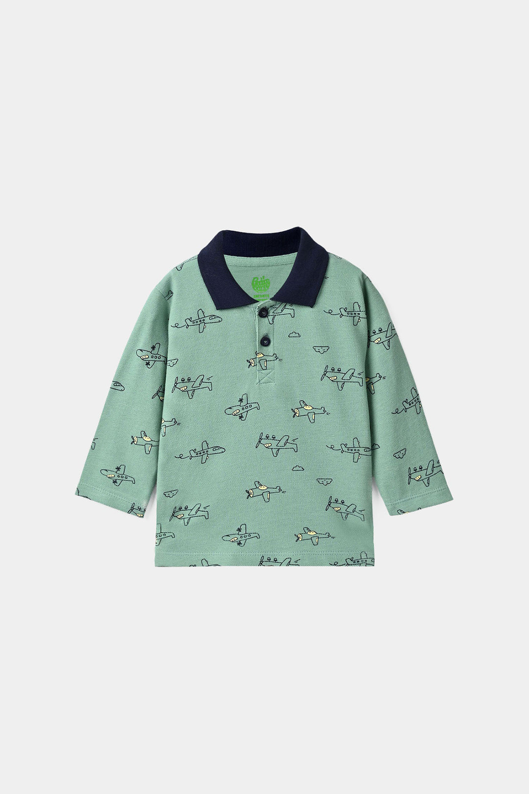Infant Boys Cotton PK Polo F/S Airplane-Oil.Blue