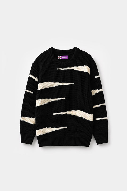 Boys Acrylic Sweater Gothic - Black/White