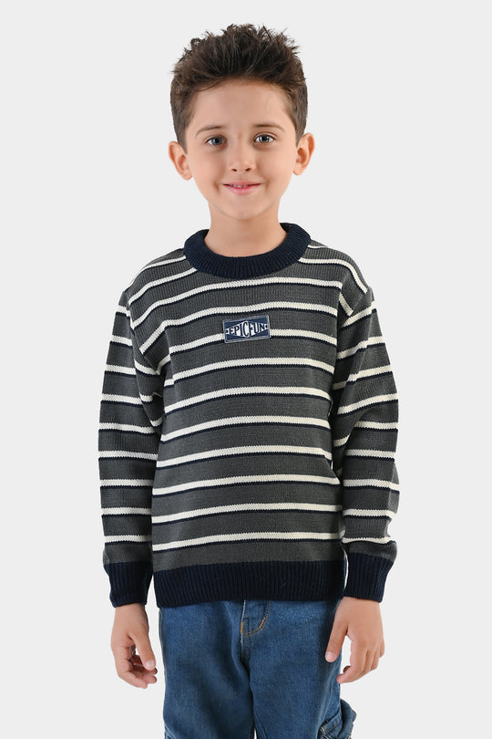 Boys Acrylic Sweater-Epic Fun - Navy.Grey