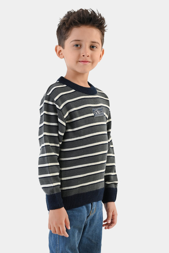 Boys Acrylic Sweater-Epic Fun - Navy.Grey
