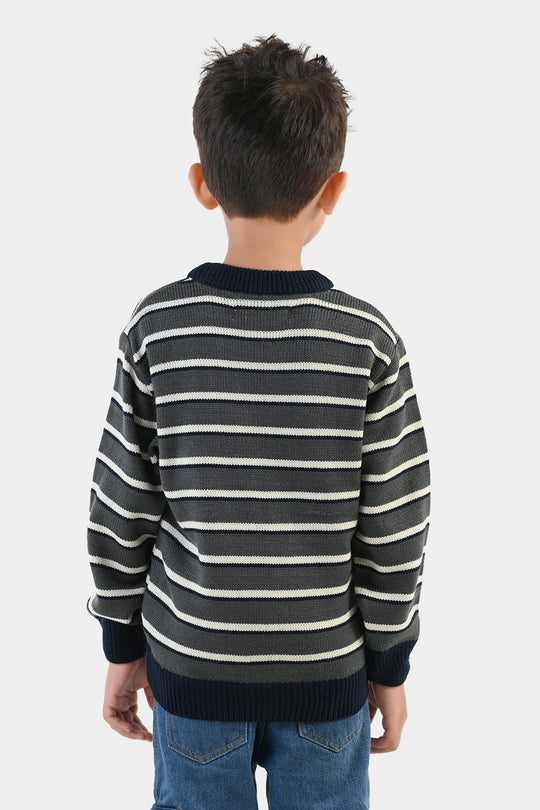 Boys Acrylic Sweater-Epic Fun - Navy.Grey