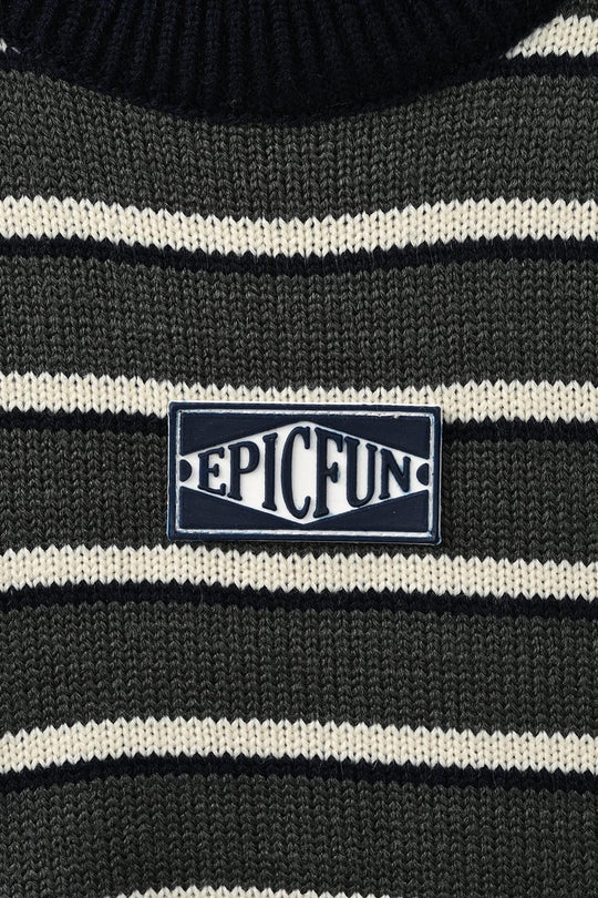 Boys Acrylic Sweater-Epic Fun - Navy.Grey
