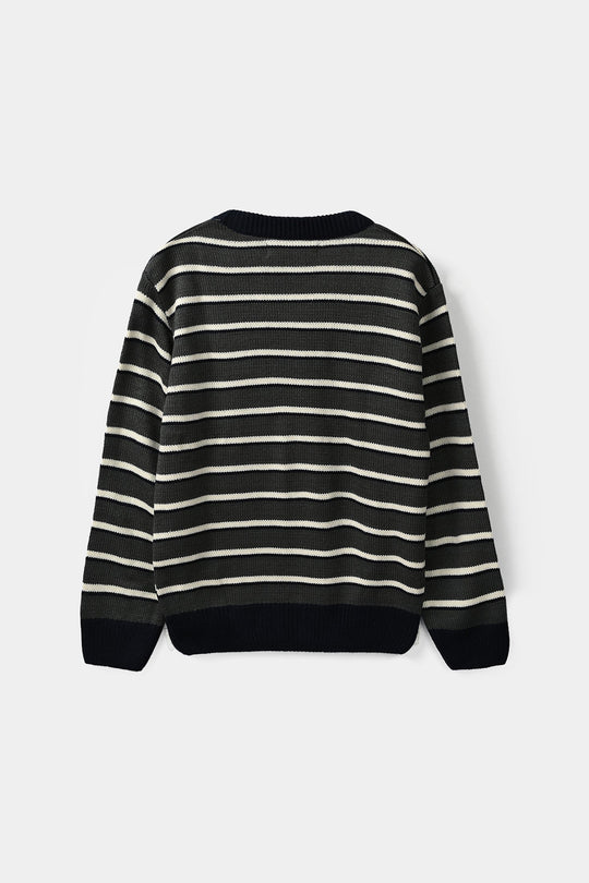 Boys Acrylic Sweater-Epic Fun - Navy.Grey