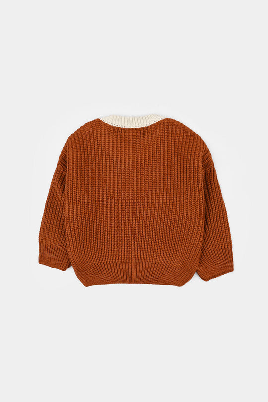 Infant Boys Acrylic Sweater-Pumpkin-D.Orange