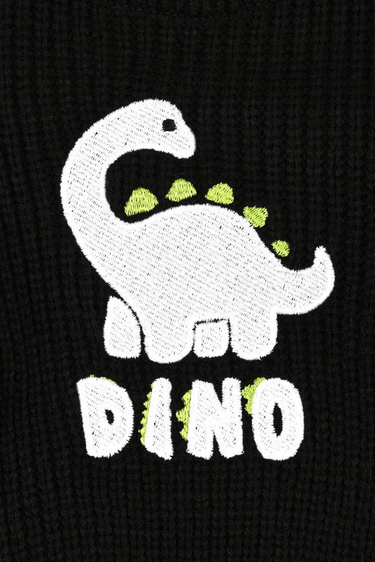 Infant Boys Acrylic Sweater-Dino Munch - BLACK