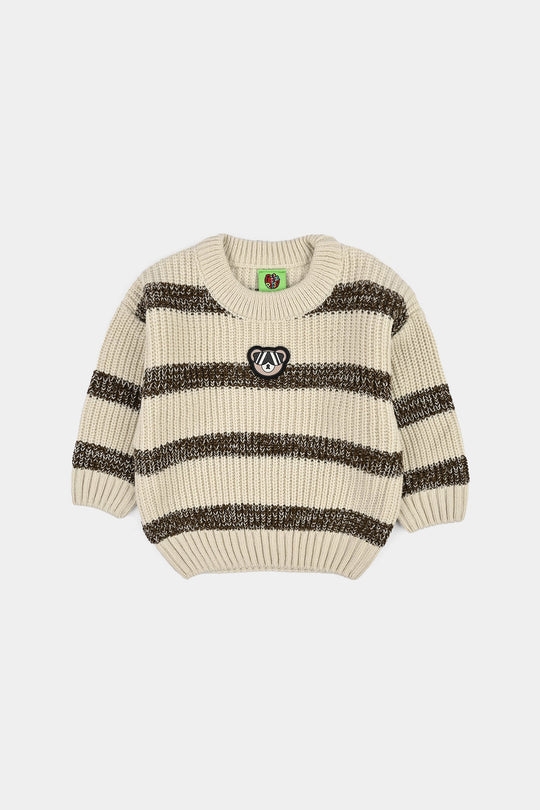 Infant Boys Acrylic Sweater-Cool Dude-Brown/Off White