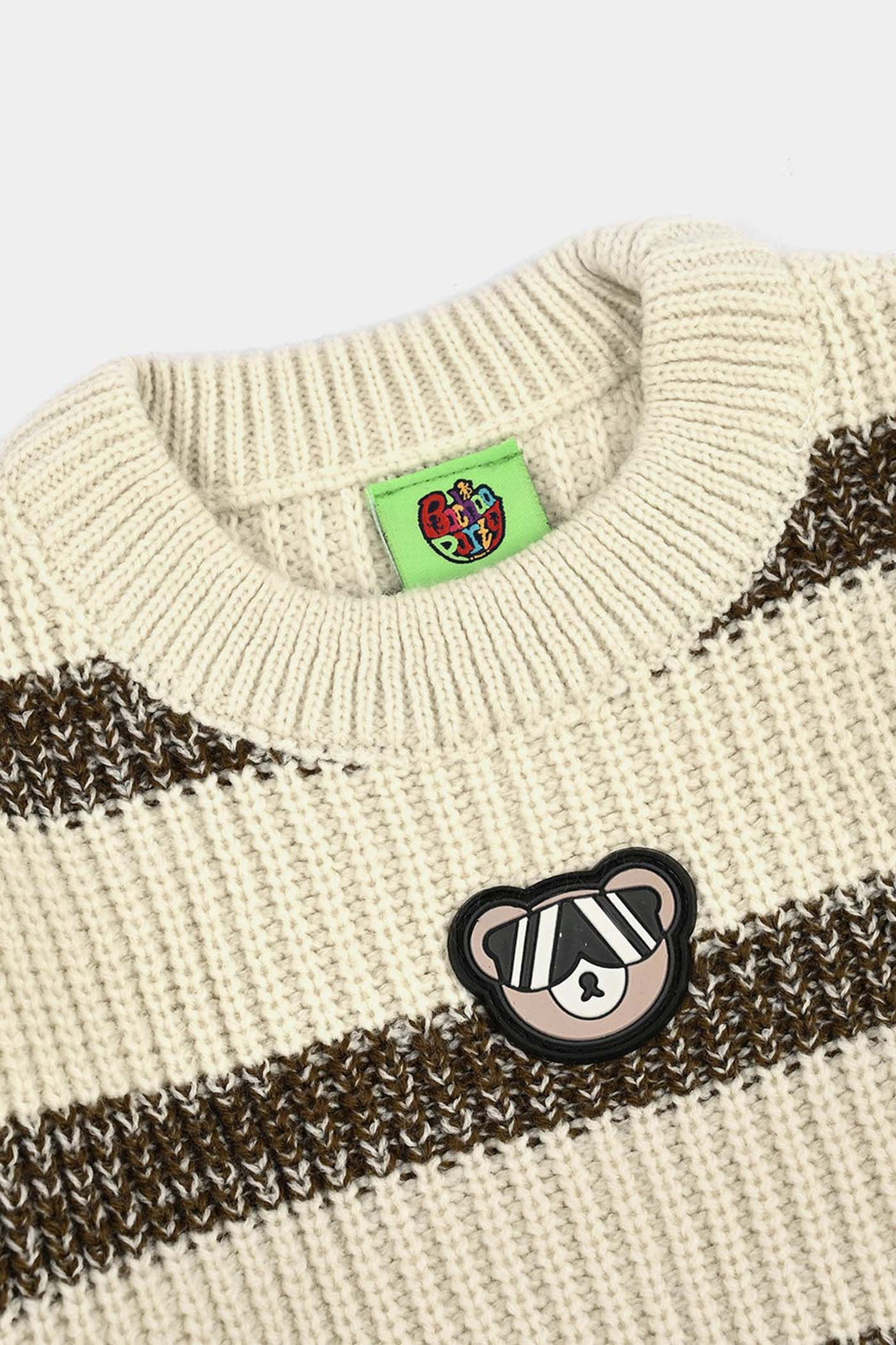 Infant Boys Acrylic Sweater-Cool Dude-Brown/Off White