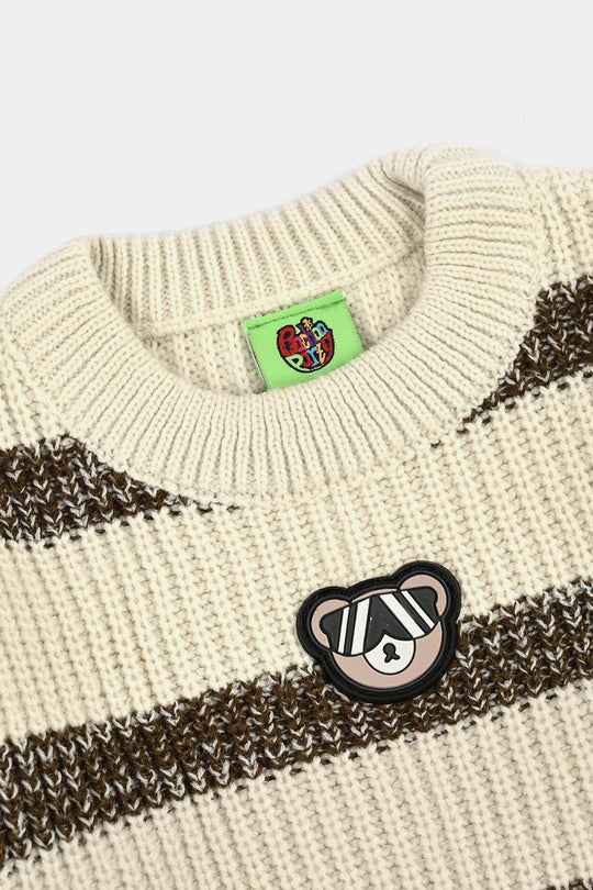 Infant Boys Acrylic Sweater-Cool Dude-Brown/Off White