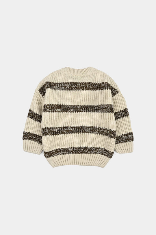 Infant Boys Acrylic Sweater-Cool Dude-Brown/Off White