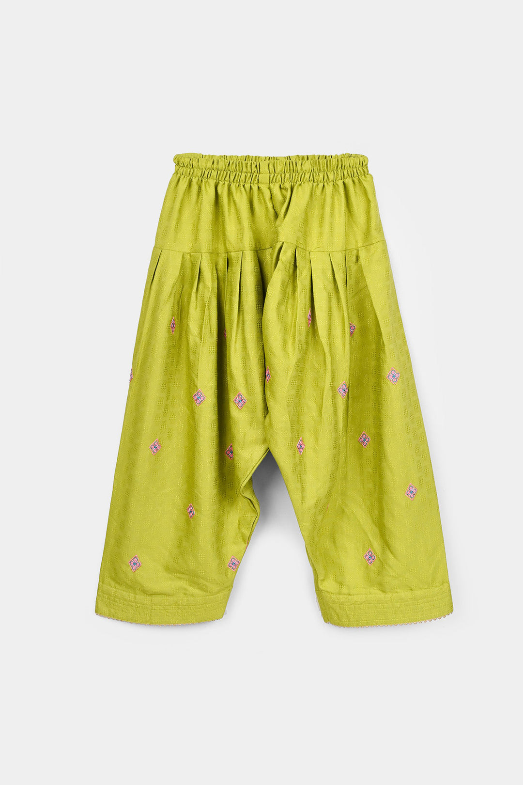 Girls Raw Silk 2Pcs Artistic - Olive Green