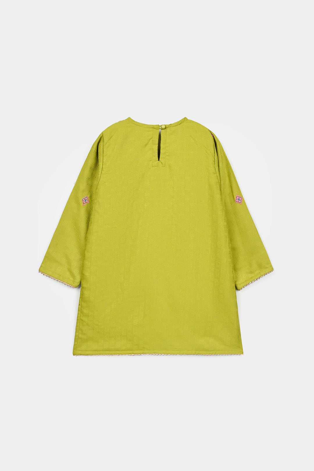 Girls Raw Silk 2Pcs Artistic - Olive Green