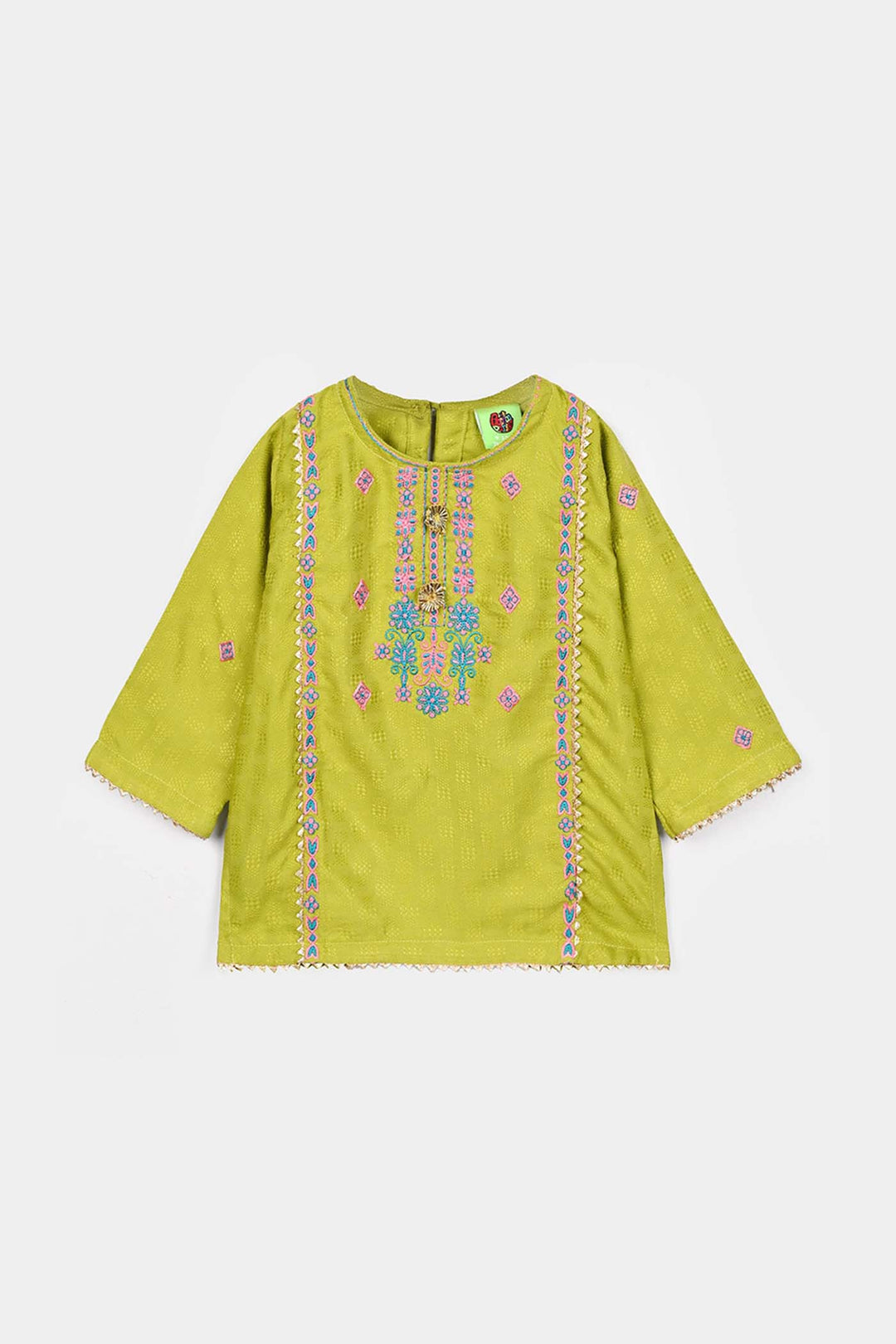 Infant Girls Raw Silk 2Pcs Artistic-Olive.Green