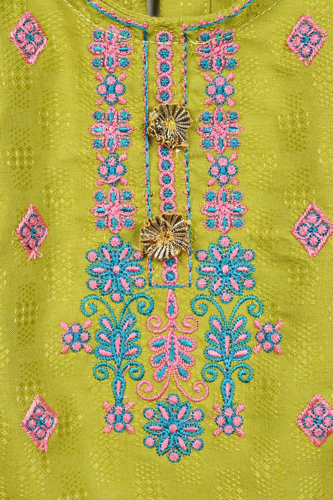 Infant Girls Raw Silk 2Pcs Artistic-Olive.Green