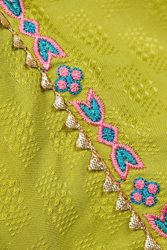 Infant Girls Raw Silk 2Pcs Artistic-Olive.Green