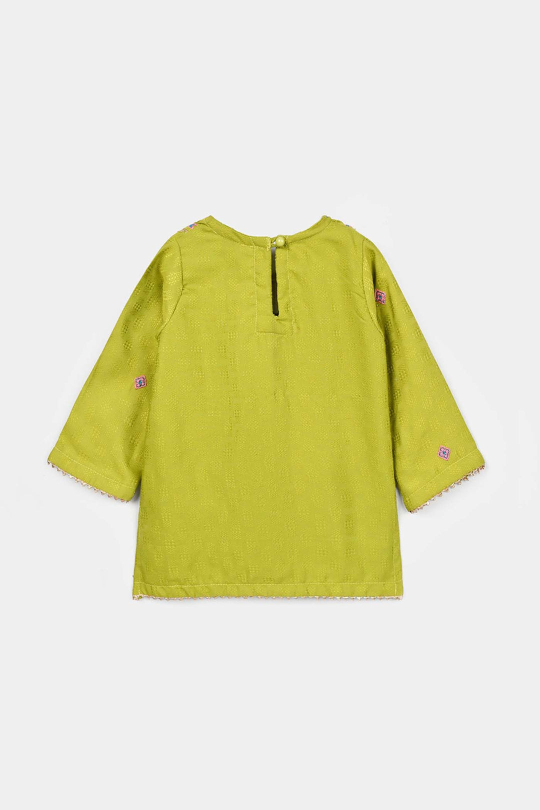 Infant Girls Raw Silk 2Pcs Artistic-Olive.Green