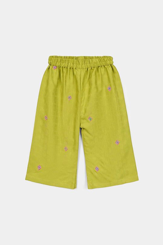 Infant Girls Raw Silk 2Pcs Artistic-Olive.Green