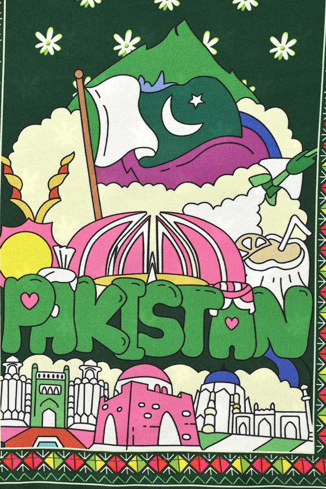 Girls Poly Lawn Printed Kruti Jasmine-Green