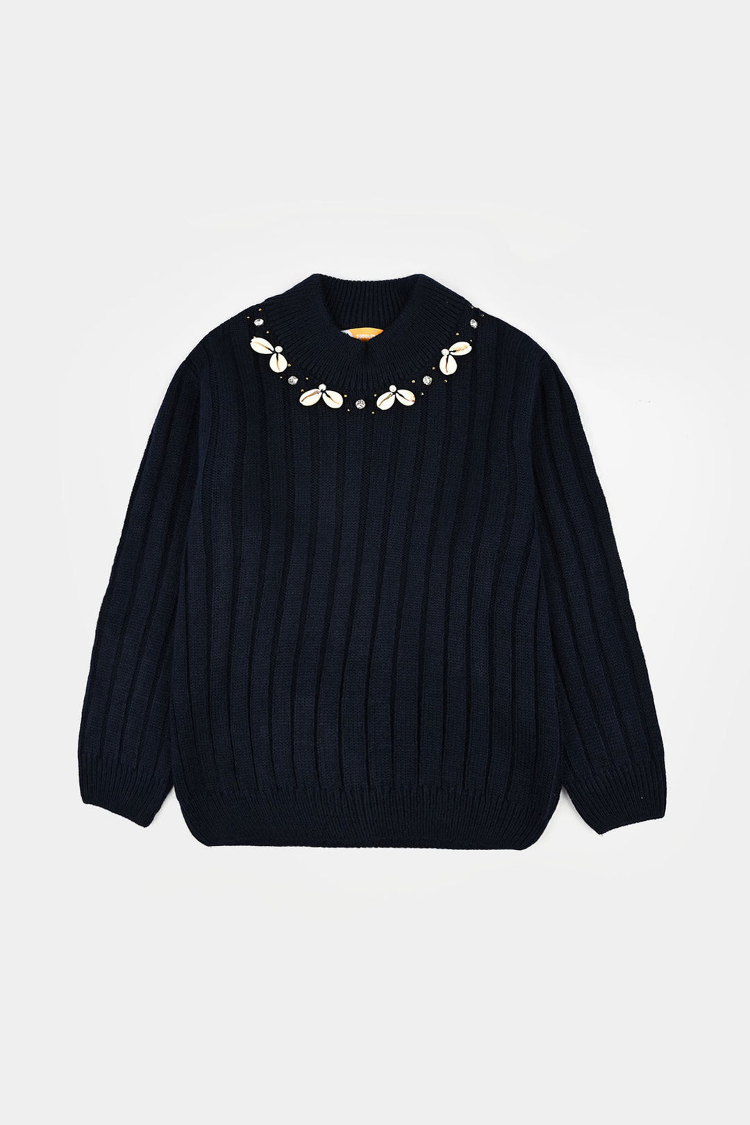 Girls Acrylic Sweater-Sea Shell - NAVY