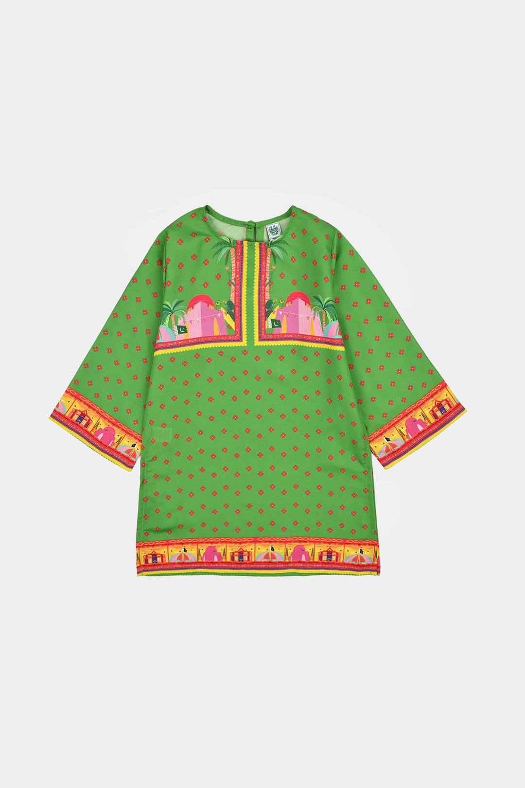 Girls Coconut Tree Kurti – Light Green