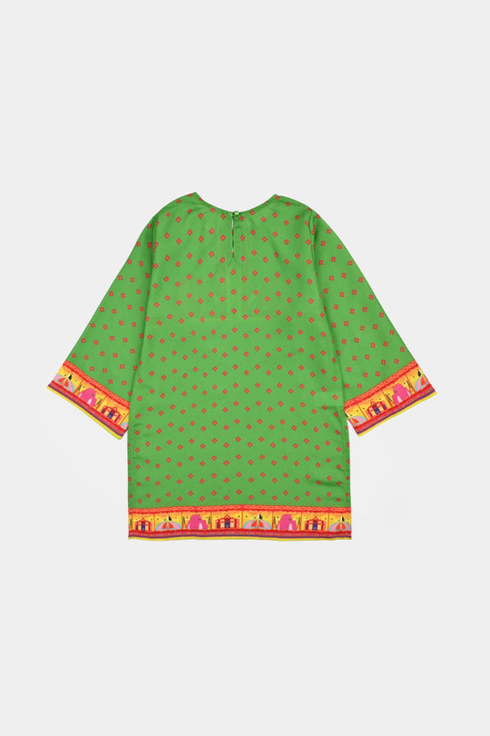 Girls Coconut Tree Kurti – Light Green