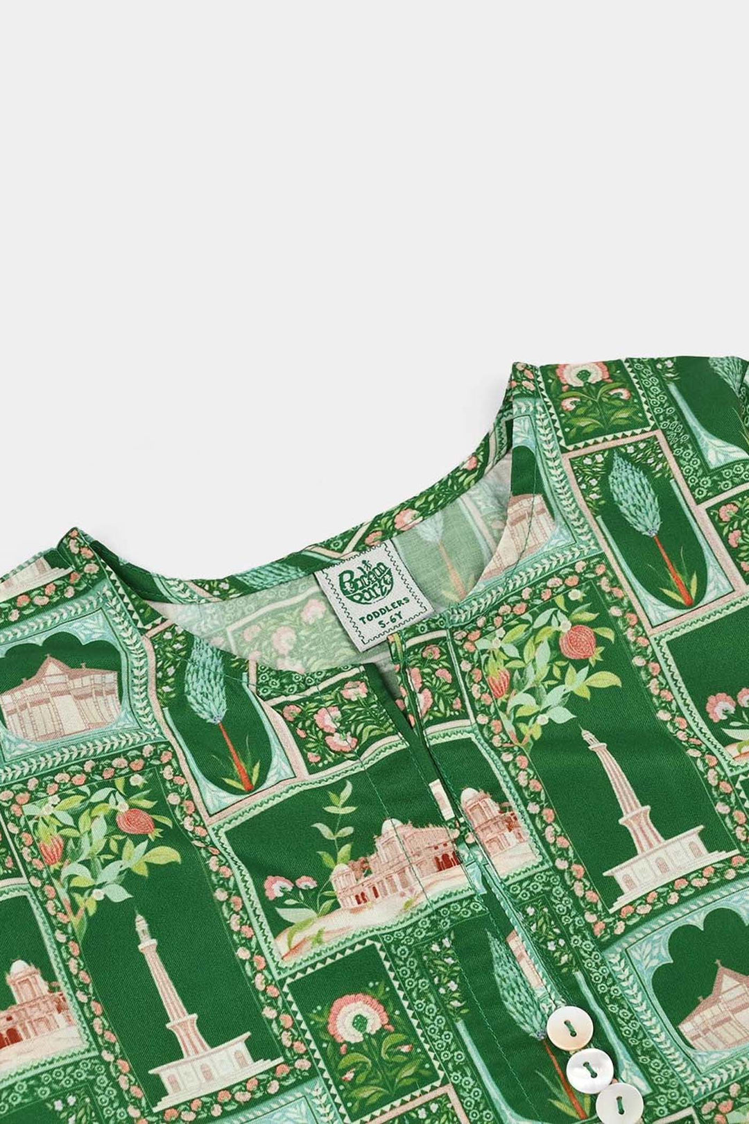 Girls Polyester Printed Kurti Azadi-LT.Green