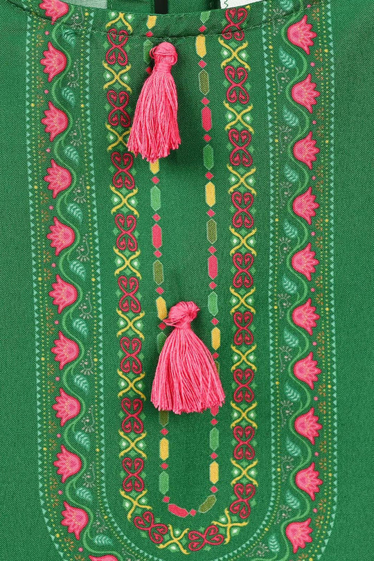Girls Polyester Ind Kurti Azm-E-Pakistan-Green