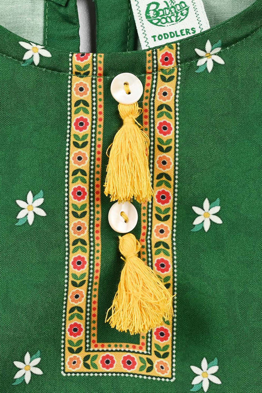 Girls Polyester Ind Kurti Tulip-Green