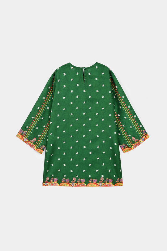 Girls Polyester Ind Kurti Tulip-Green