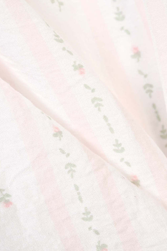 Girls Linen Viscose Nightwear Pink Floral Stripe - White/Pink