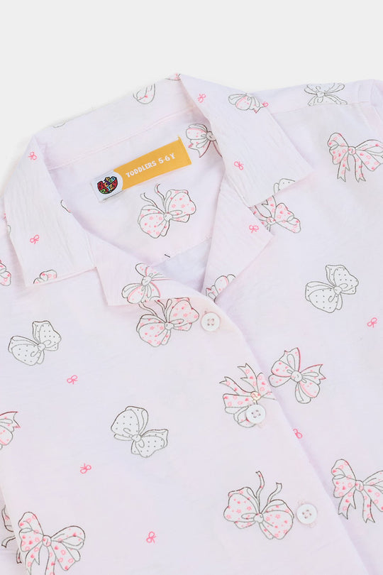 Girls Linen Viscose Nightwear Bow