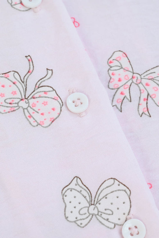 Girls Linen Viscose Nightwear Bow