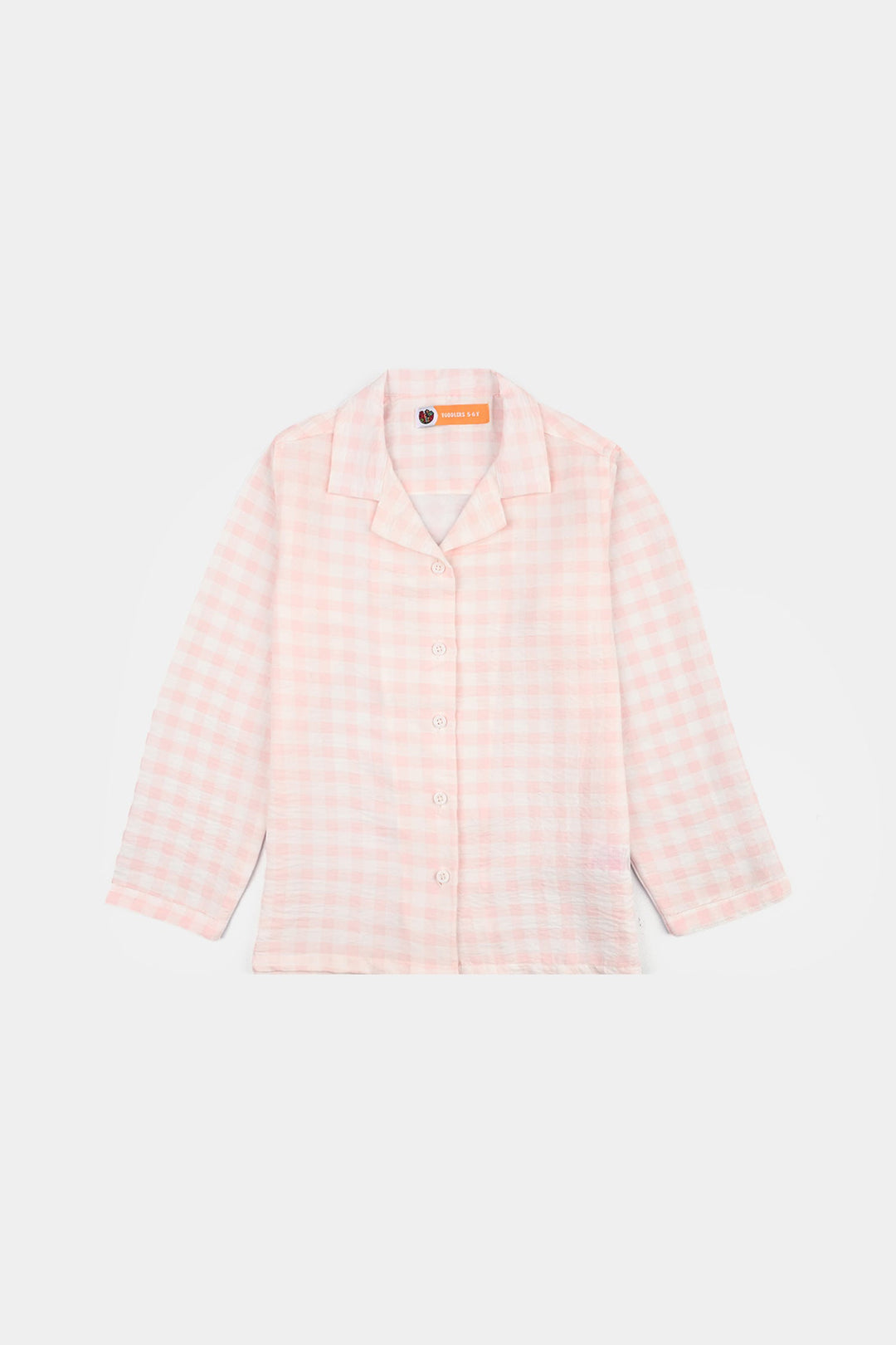Girls Linen Viscose Nightwear Checkered - Light Pink