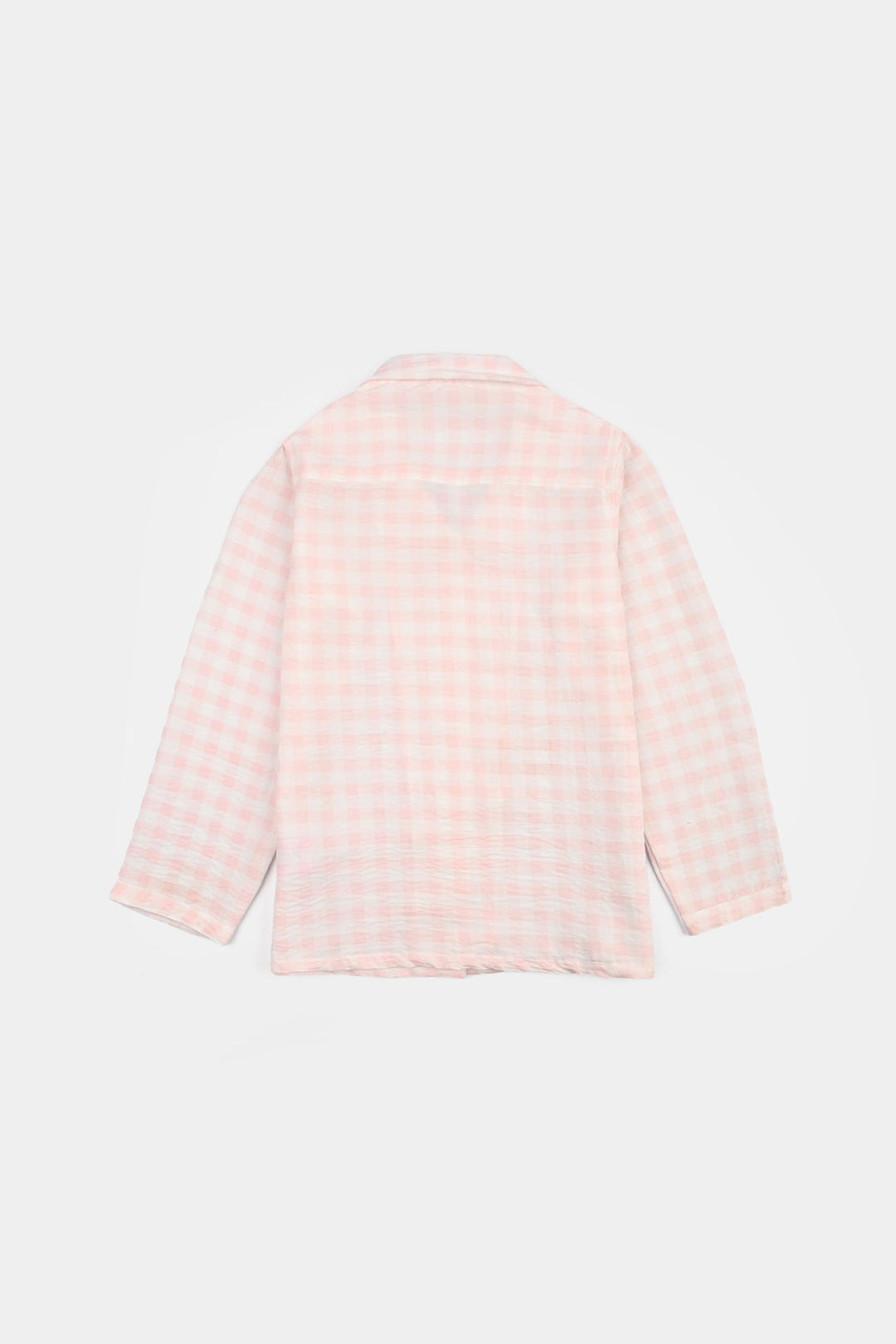 Girls Linen Viscose Nightwear Checkered - Light Pink
