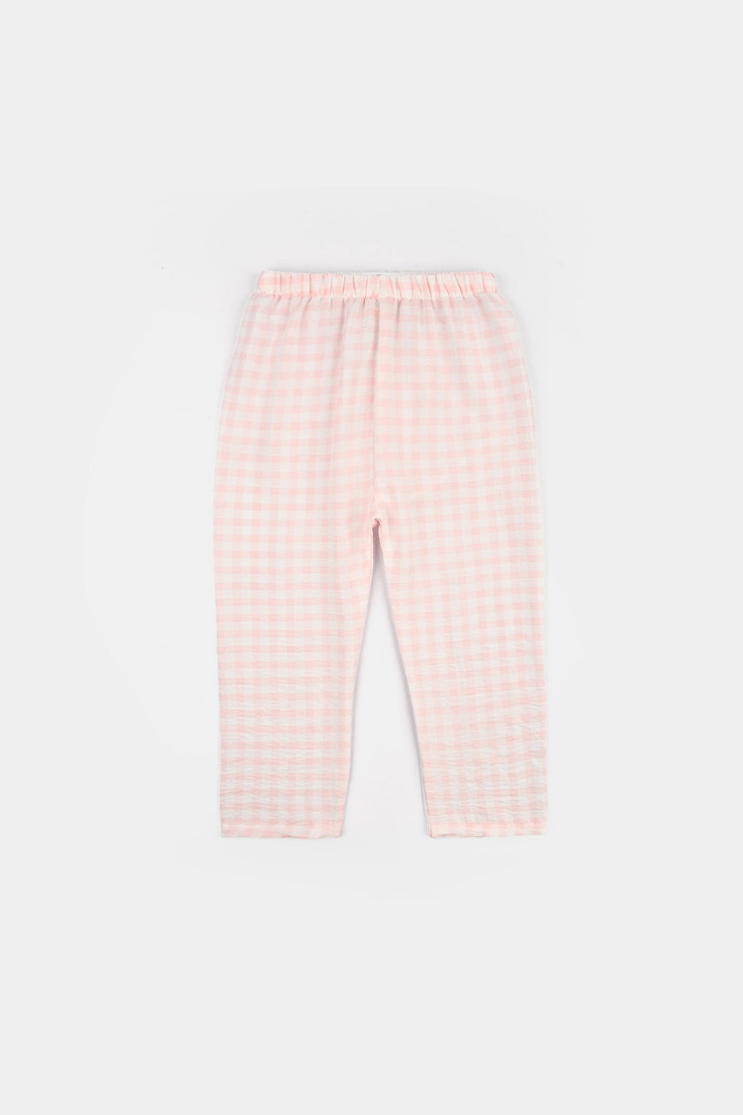 Girls Linen Viscose Nightwear Checkered - Light Pink