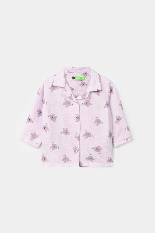Infant Girls Linen Viscose Nightwear Bunny - Lilac