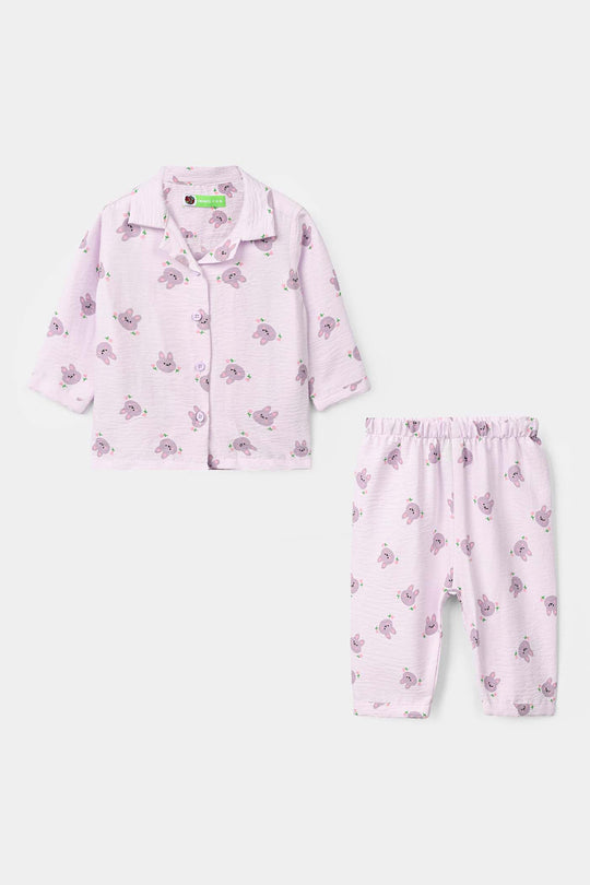 Infant Girls Linen Viscose Nightwear Bunny - Lilac