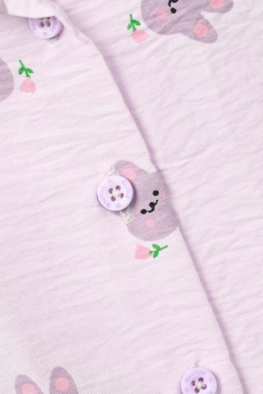 Infant Girls Linen Viscose Nightwear Bunny - Lilac