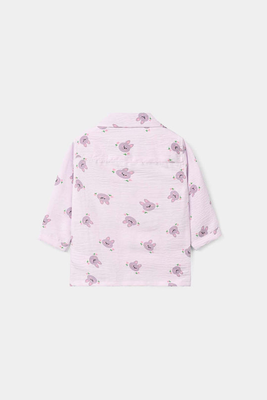 Infant Girls Linen Viscose Nightwear Bunny - Lilac