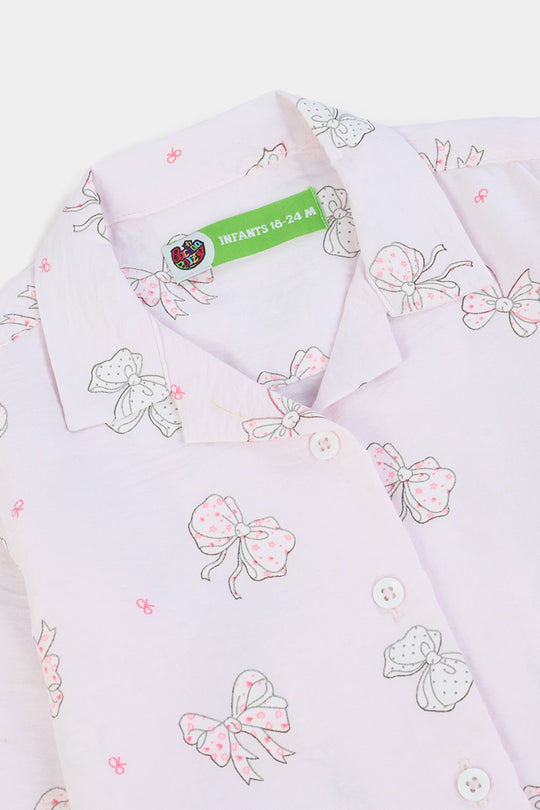 Infant Girls Linen Viscose Nightwear BOW